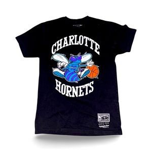 Charlotte Hornets Logo Tee by Mitchell & Ness: Adult Medium: NBA Throwback